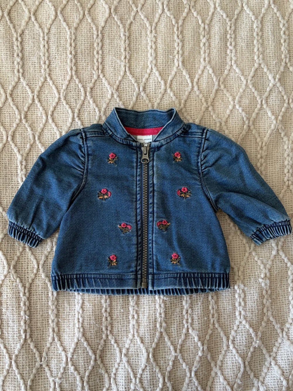 Carter’s Blue Denim Jacket with Rose Embroidery